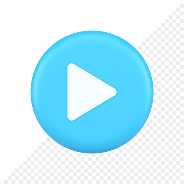 Botón de reproducción triángulo flecha derecha reproductor de contenido multimedia diseño de aplicación web icono realista 3d