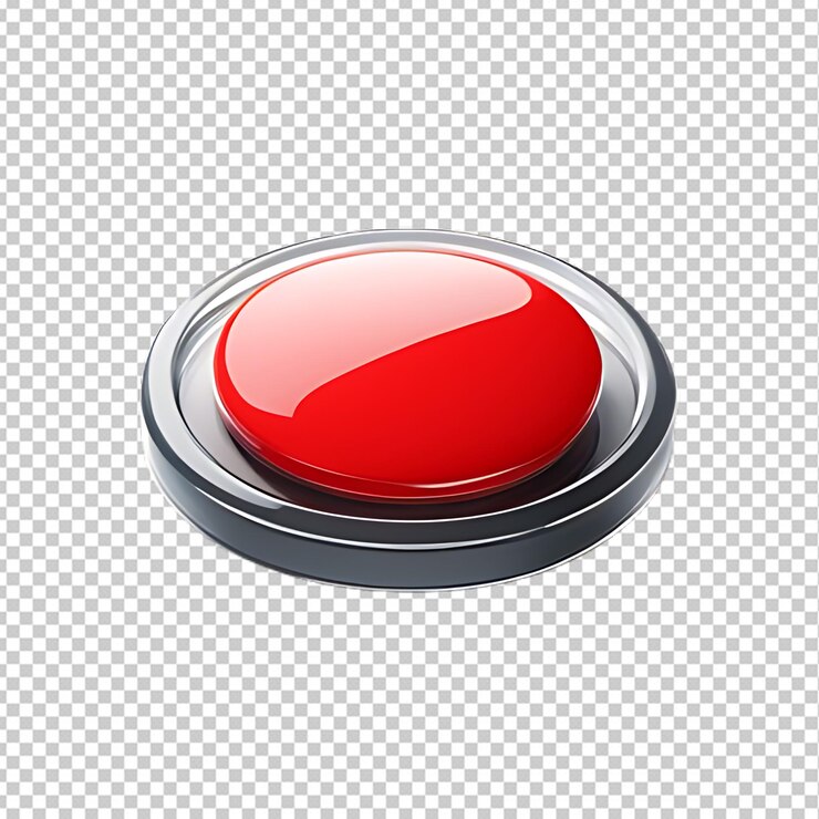 PSD botón rojo aislado en fondo transparente