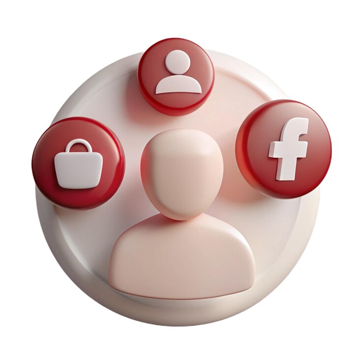 PSD un botón rojo con la palabra facebook en él