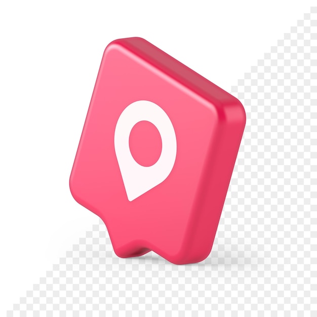 Botón de servicio de ubicación de pin de mapa GPS puntero de distancia de dirección de aplicación icono de burbuja de discurso realista 3d