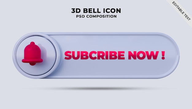 Botón suscribirse ahora con campana de notificación de youtube