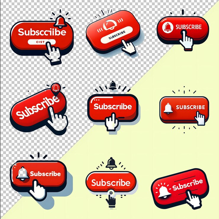 PSD botón de suscripción de youtube clipart fondo transparente