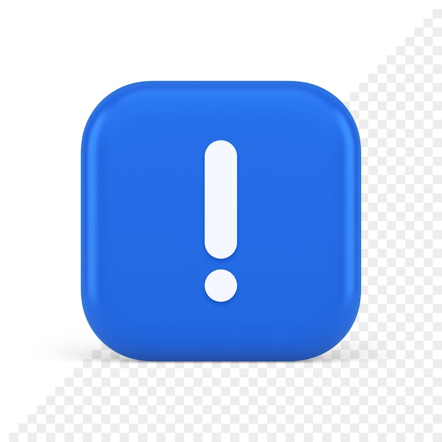 Botón de teclado de signo de exclamación importante punto de atención ciberespacio comunicación icono 3d