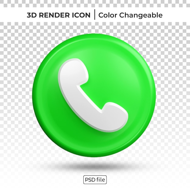 Botón de teléfono aceptar llamada icono cambiable de color de renderizado 3d