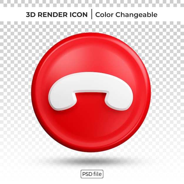 Botón de teléfono rechazar llamada 3d render color icono cambiable