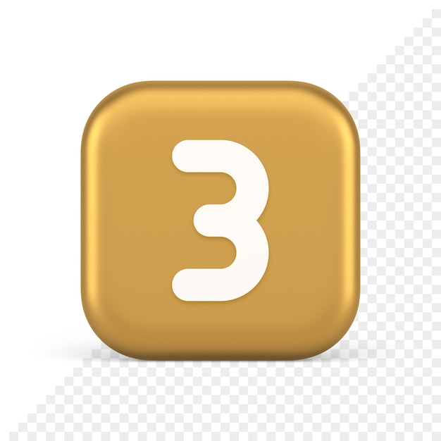 Botón de tres números comunicación por internet mensajes de texto carácter 3d icono realista