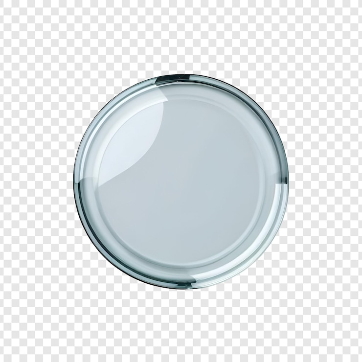 PSD botón de vidrio circular fondo transparente elemento de diseño moderno