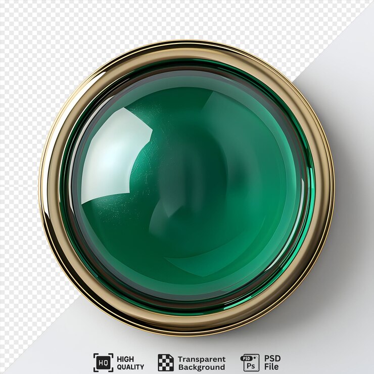 PSD botón de vidrio verde esmeralda imagen transparente activo premium no gratuito alta resolución descarga