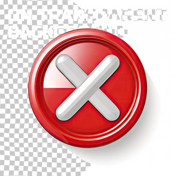 PSD botón web de error rojo signo de error con icono de cruz x aislado en fondo transparente