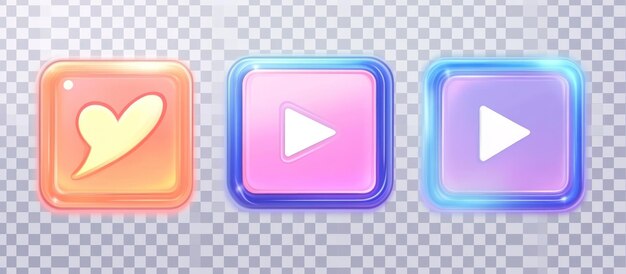Botones de color neón para el video