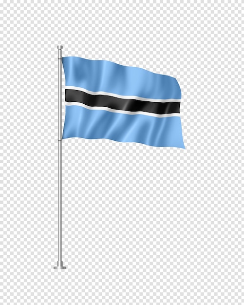 PSD botsuana-flagge lokalisiert auf weiß