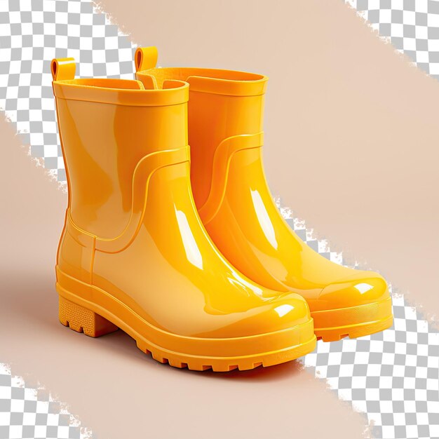 PSD des bottes en caoutchouc jaunes sur un fond transparent