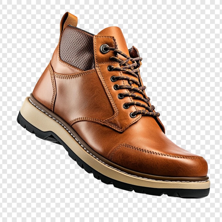 PSD des bottes de cheville en cuir brun élégantes pour hommes, des chaussures à la mode.