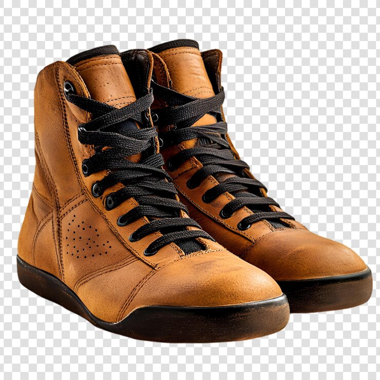 PSD des bottes de cuir brunes élégantes des chaussures confortables de design classique