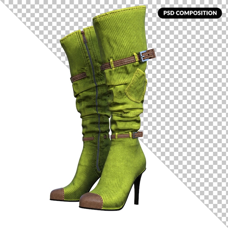 PSD bottes femelles isolées en 3d