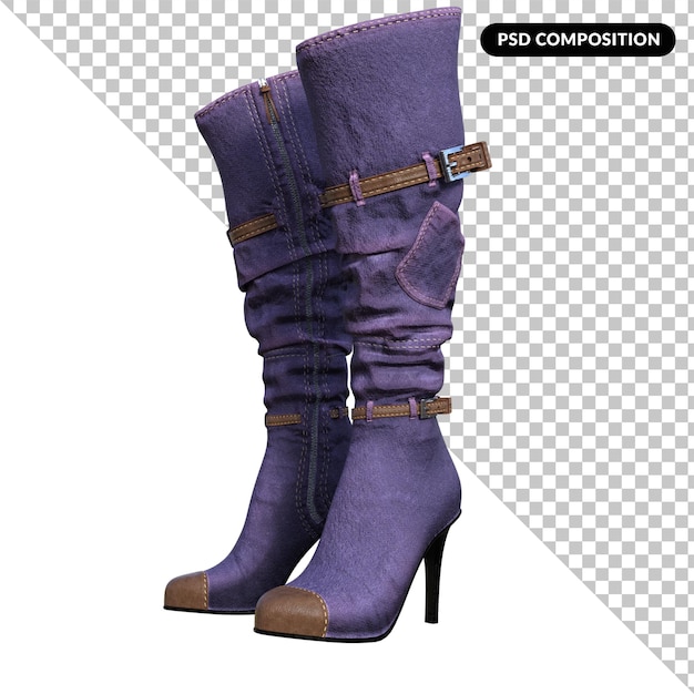 PSD bottes femelles isolées en 3d