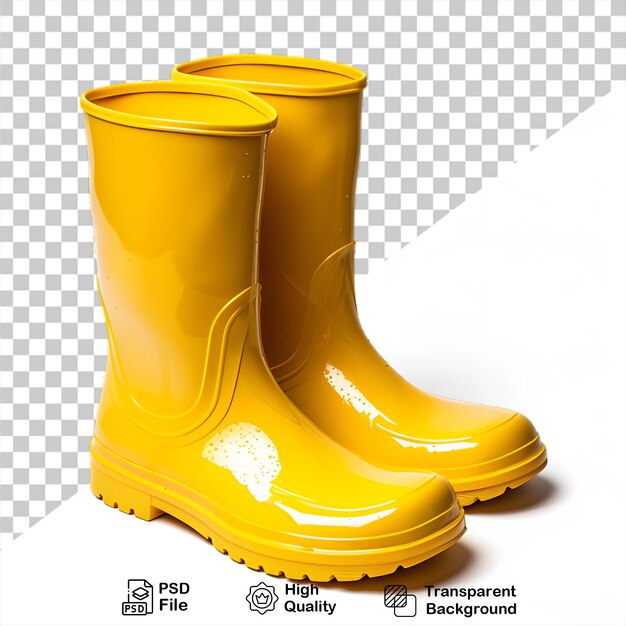 PSD bottes de pluie jaunes isolées sur un fond transparent incluent un fichier png