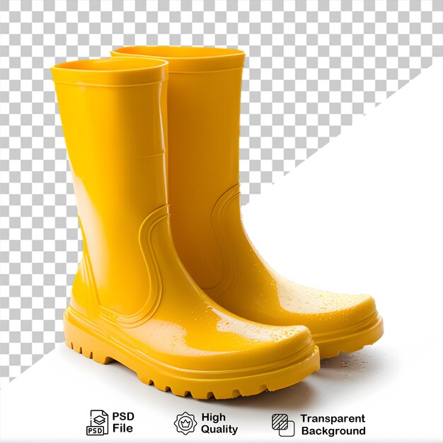 PSD bottes de pluie jaunes isolées sur un fond transparent incluent un fichier png