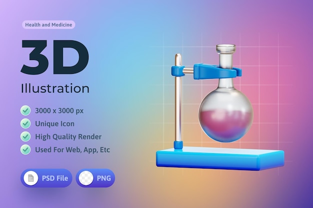 Bottiglia chimica Icona medica 3d'illustrazione
