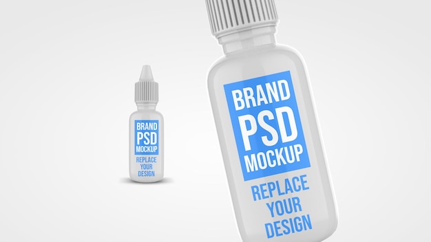 Bottiglia con contagocce 3d rendering mockup design