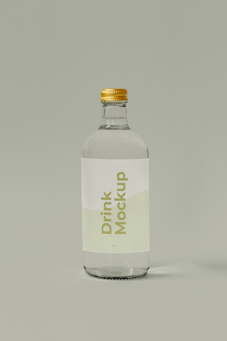 PSD bottiglia con mockup di etichetta
