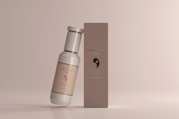 Bottiglia cosmetica e scatola Mockup