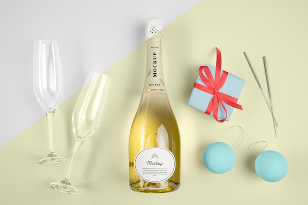 Bottiglia di champagne con mock-up