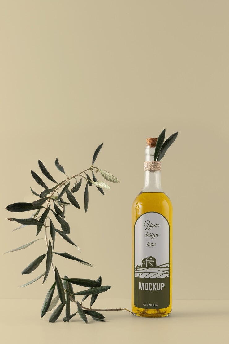 PSD bottiglia di olio d'oliva mockup