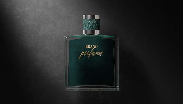 Bottiglia di profumo mockup logo su sfondo nero