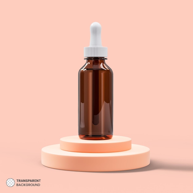 Bottiglia di siero cosmetico sull'illustrazione del podio 3d