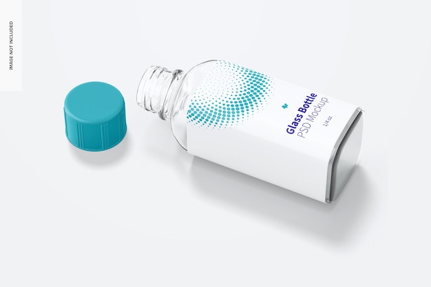 Bottiglia di vetro caduta Mockup