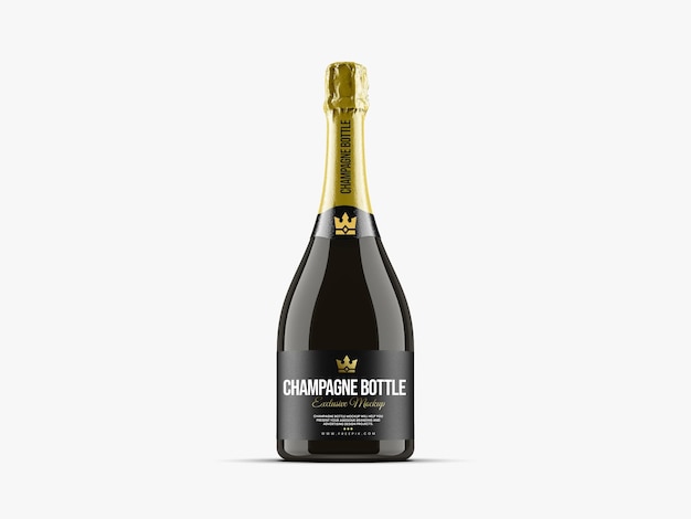 Bottiglia di vetro di champagne Premium Mockup