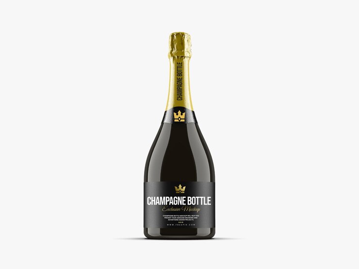 Bottiglia di vetro di champagne Premium Mockup