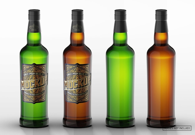Bottiglia di vetro di whisky Mockup