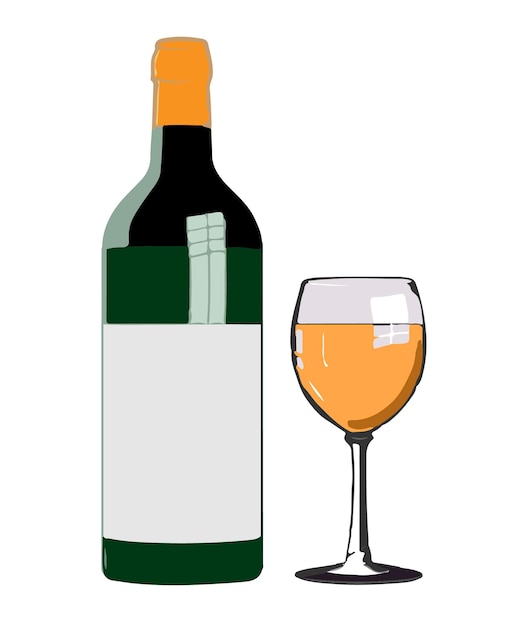 Bottiglia di vino e vetro