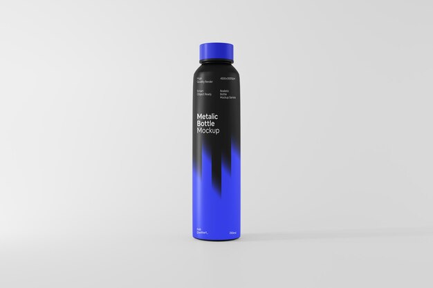 Bottiglia metallica con mockup del tappo