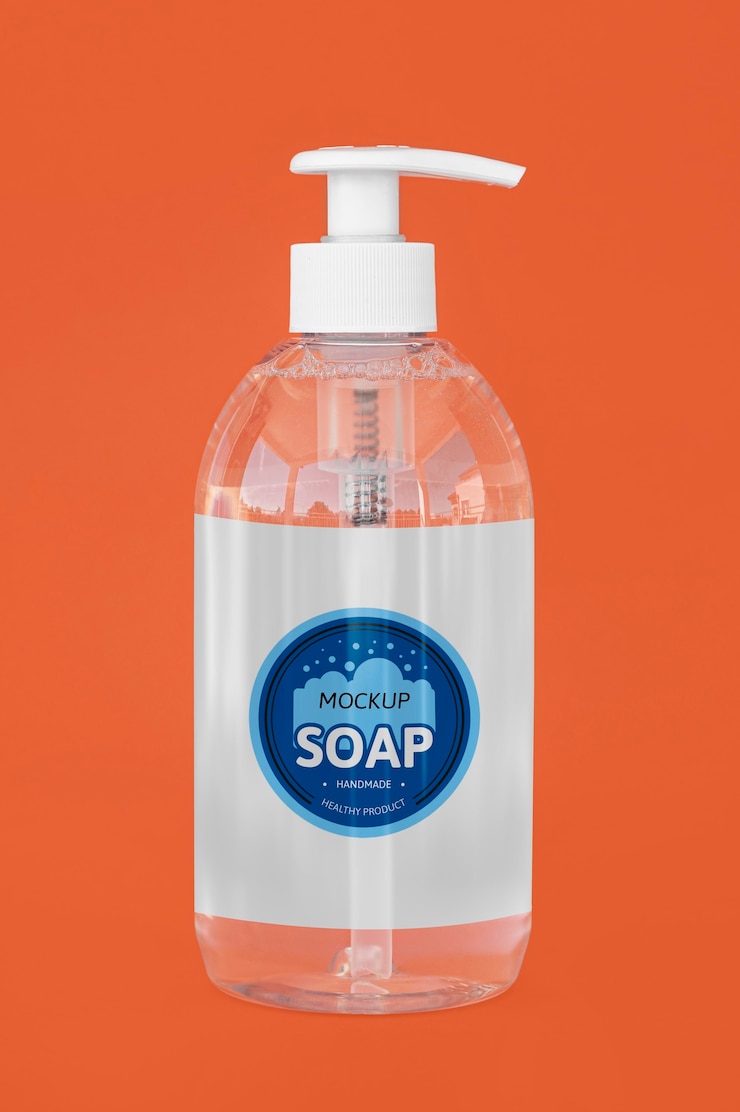 PSD bottiglia trasparente di sapone liquido