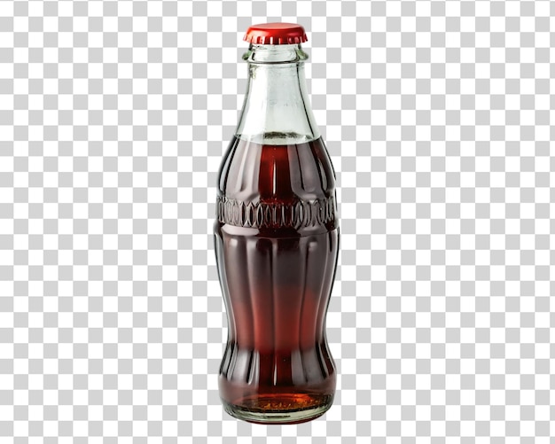 Bottiglia vuota di coca cola su sfondo trasparente