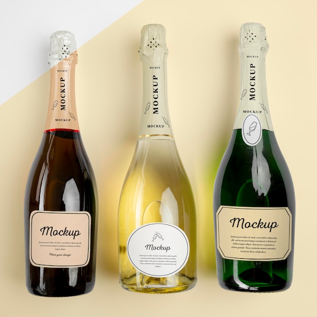Bottiglie di champagne con mock-up