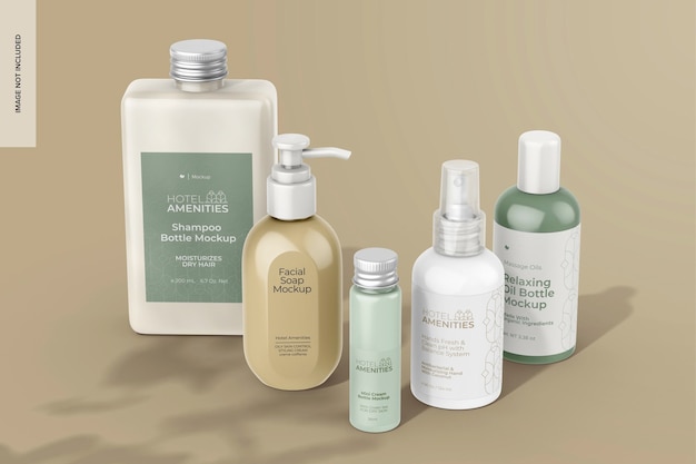 Bottiglie regalo dell'hotel Set Mockup