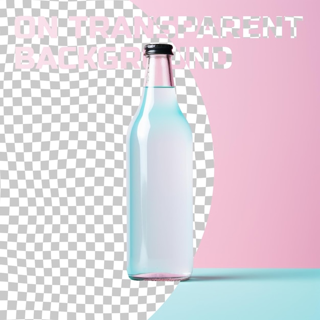 PSD a bottle of white substance sits on a pink and blue background