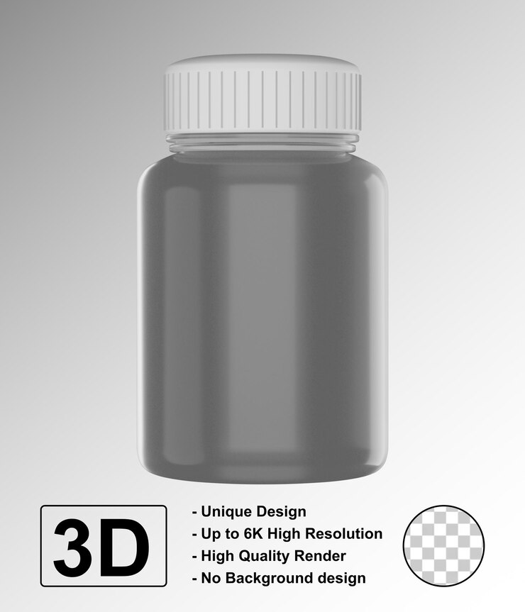 PSD bottle pill medicine mockup 3d