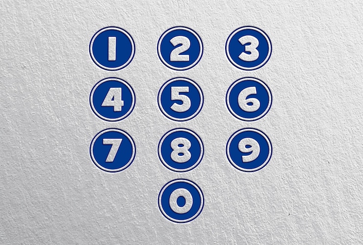PSD bottoni numerati in cerchi blu