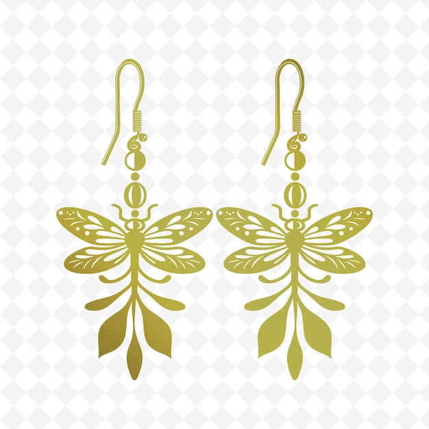 PSD boucles d'oreilles avec des feuilles d'or sur fond blanc
