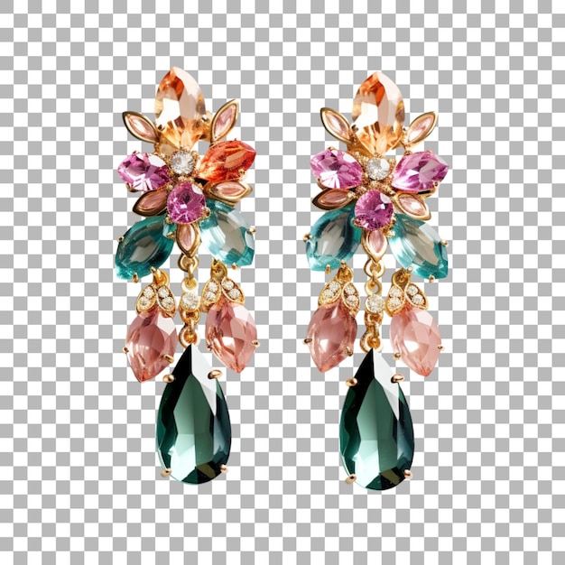 Boucles D'oreilles Avec Des Fleurs Sur Fond Transparent