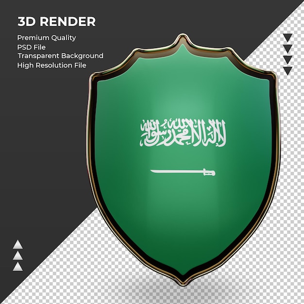 PSD bouclier 3d drapeau de l'arabie saoudite rendu vue de face