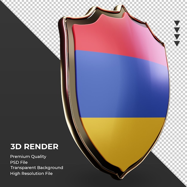 Bouclier 3d Drapeau Arménie Rendu Vue Gauche