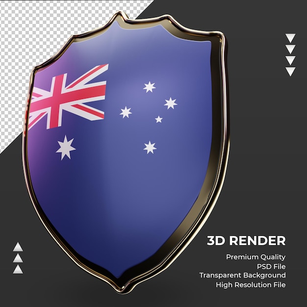 Bouclier 3d Drapeau Australie Rendu Vue De Droite