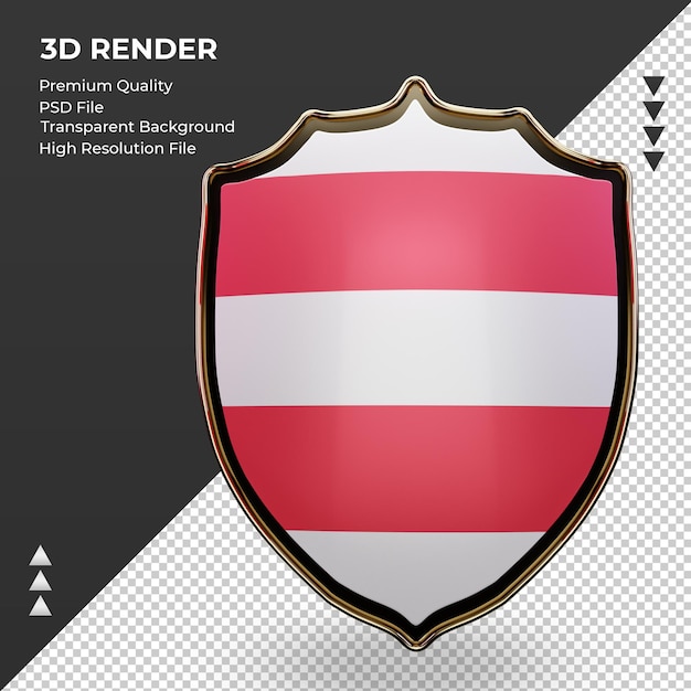 Bouclier 3D drapeau Autriche rendu vue de face