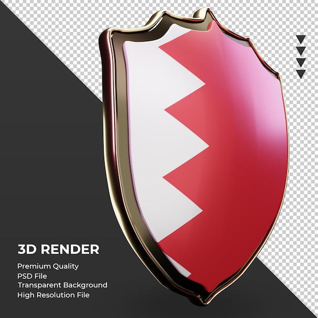 Bouclier 3d Drapeau Bahreïn Rendu Vue Gauche